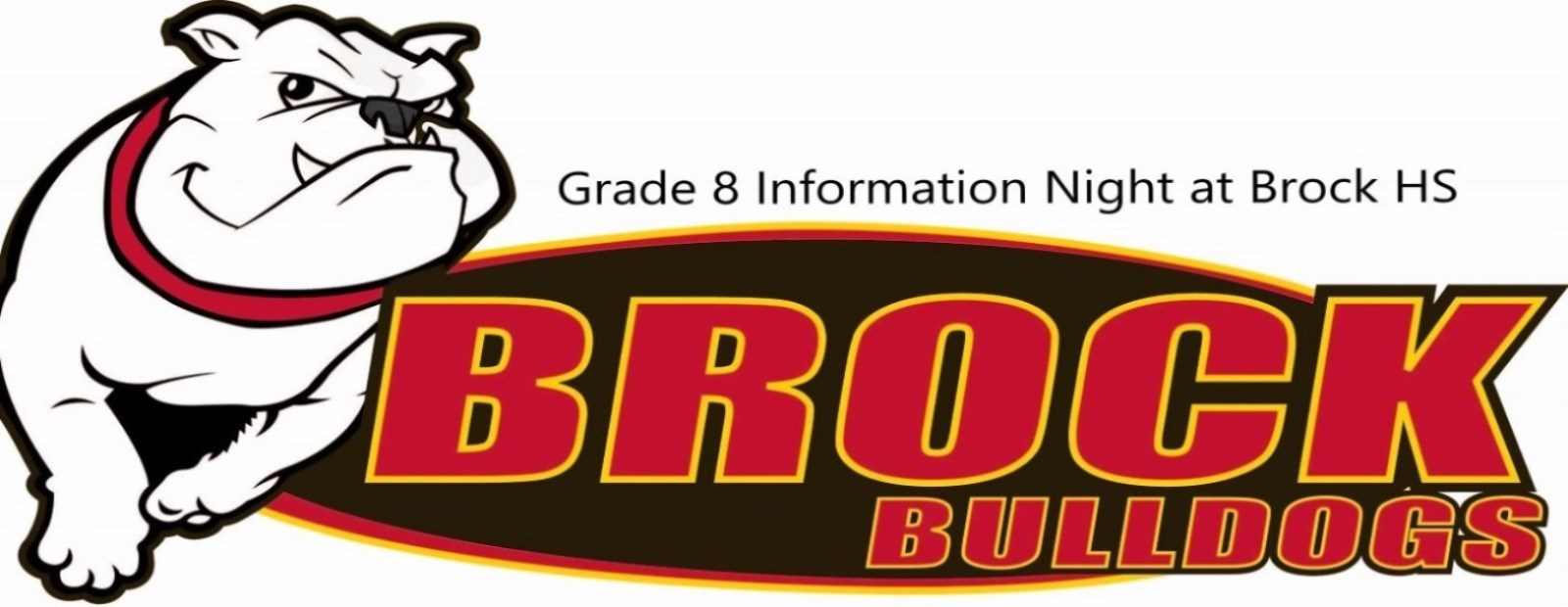 Bulldog logo with the text "Grade 8 Family Night"